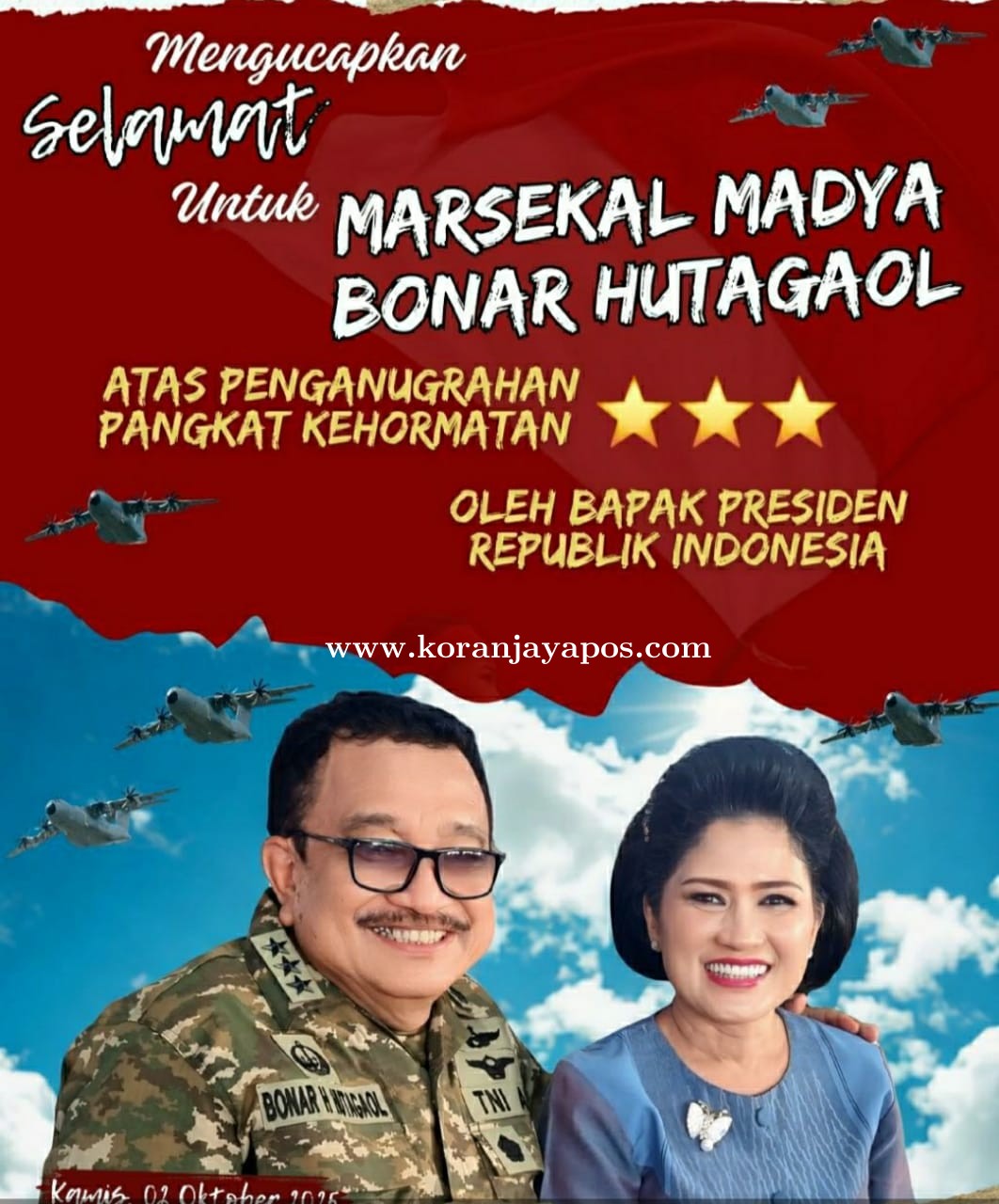 Selamat Dan Sukses Marsekal Madya Bonar Hutagaol Dikukuhkan Sebagai Jendral Bintang 3